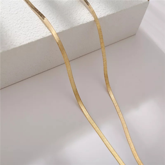 17KM Gold Color Double-Layered Snake Chain Link Choker Necklace - Picture 5 of 5